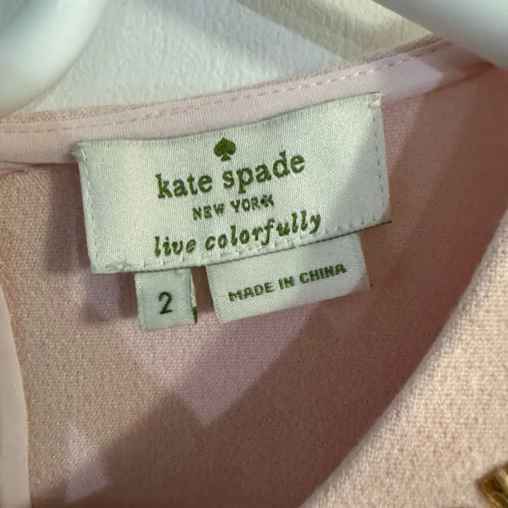 Kate Spade Alexandria Pink Rhinestone Embellished Top Size 2